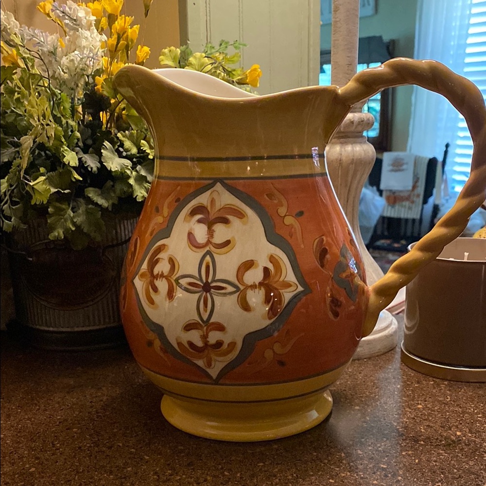 Artisan Ceramic Pitcher with Vibrant Design